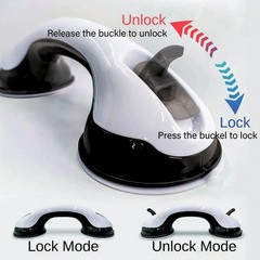 Grip Bar Removable 4 Shower Bath Locking Suction Cups Black Rubber Grip 11.56″