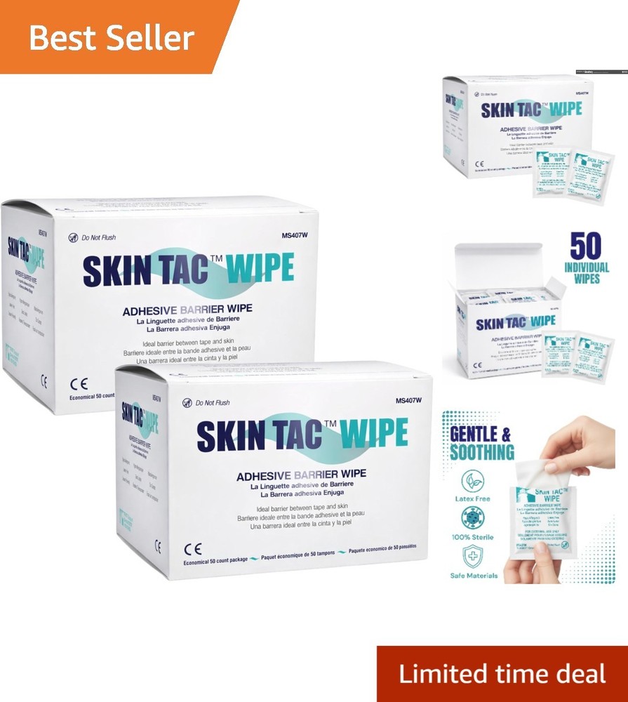 Latex-Free Skin Tac Adhesive Wipes – Gentle Prep for Sensitive Skin, 100 Count