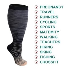 3 Pairs Plus Size Wide Calf Compression Socks for Women 3X-Large Multicolor 1