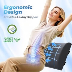 DailyCuddles Lumbar Support Pillow for Office Chair Back Support – Memory Foam