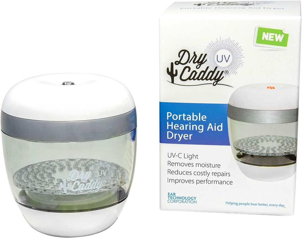 DryCaddy Portable Hearing Aid Earbuds Dryer Humidifier w/ UV Sanitizing Light