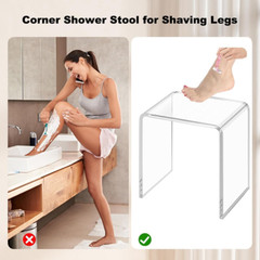 Clear Acrylic Stool Bathroom Shower Stool for inside Shower Holds up to 700Lbs 1