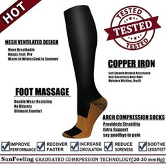 Copper Infused Compression Socks – Support Stockings with Odor Control S-XXL