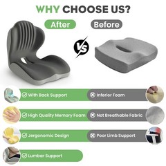 Memory Foam Seat Cushion with Back Support Orthopedic Tailbone Pain Relief Cush