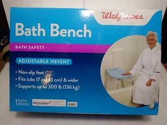 Walgreens Bath Bench ~Adjustable Hight ~Fits Tubs 17″ & Wider~Holds Up To 300lbs