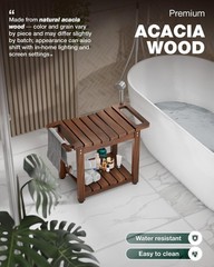 23″ Teak Shower Bench Teak Shower Stool Curved Seat,Wooden Stool for Bathroom,Te