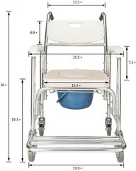 4 in 1 Toilet Wheelchair Rolling Shower Chair Aluminum Alloy Commode Transport