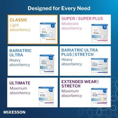 McKesson Classic Briefs, Large, Light Absorbency, Unisex, 58 in, Blue