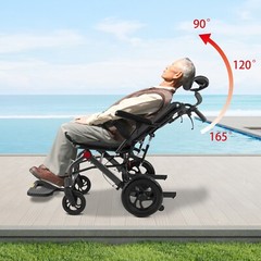 All-Terrain Reclining Wheelchairs Foldable Transport Wheelchair for Senior 130kg