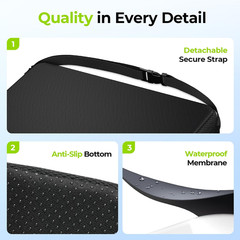 Cooling Gel Seat Cushion 11 Ventilation Grooves Ice-Silky Cover 18×16 In Strap