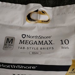NorthShore MegaMax Adult Diapers Medium (32-44) White Tab Briefs 10 Count