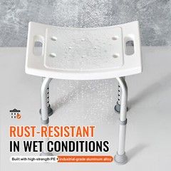 VEVOR Shower Chair Seat 350lb Bath Stool Padded Height Adjustable Bathtub Shower