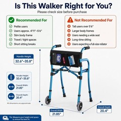 Narrow Walkers for Seniors, Folding Standard Walker with Seat, Lightweight Al…