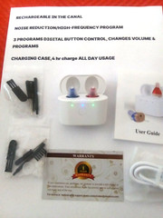 PAIR RECHARGEABLE tiny digital amplifiers 3 programs NOISE & HIGH FREQUENCY