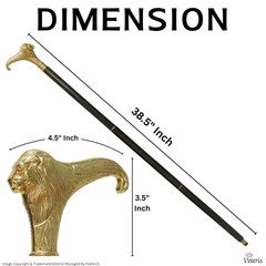 1 PCS Walking Cane Brass Lion Handle 38.5 Inch Decorative Wooden Stylish