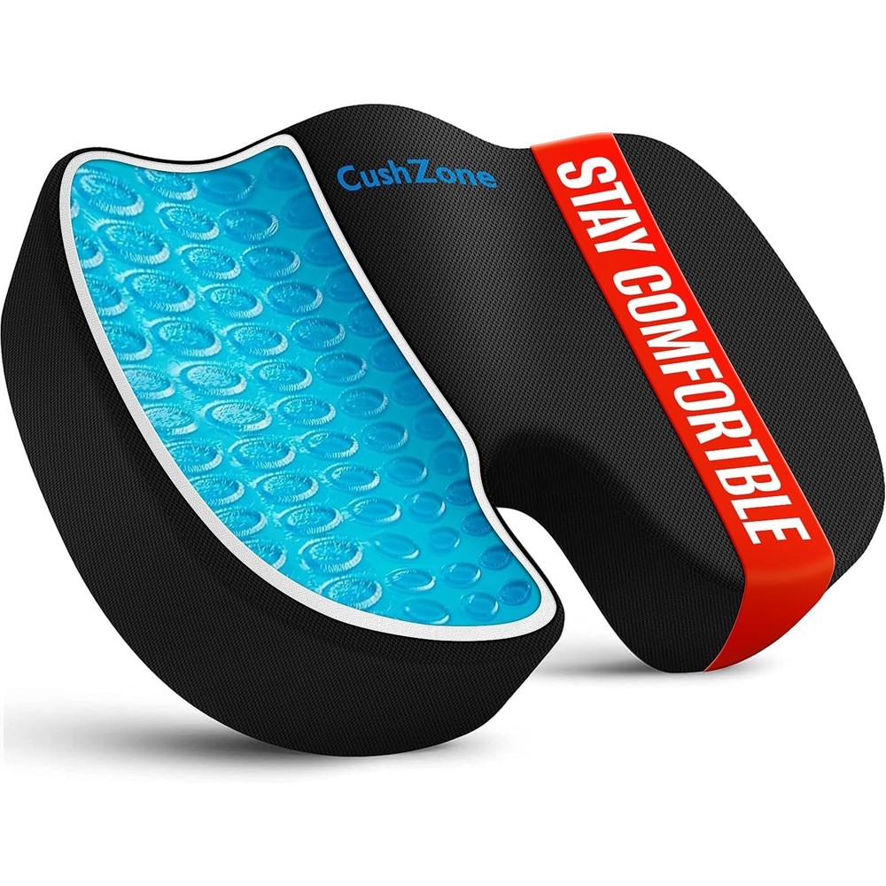 Cooling Gel Memory Foam Seat Cushion for Back Pain Relief – Office, Gaming, Car,
