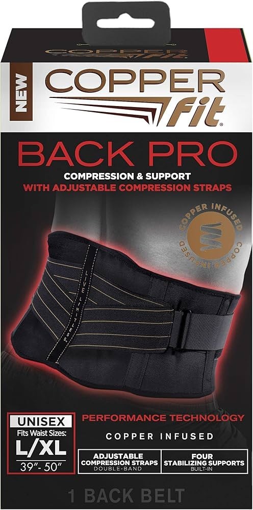 Copper Fit Black Back Pro Compression & Support Adjustable Straps L / XL NEW