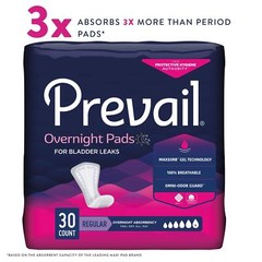 Prevail Regular White Incontinence Pads 30 Count Discreet Comfort Protection
