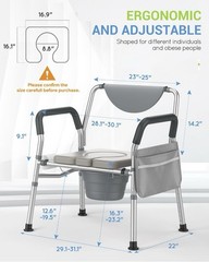 Heavy Duty Bariatric Bedside Commode 4-in-1 Toilet 350lb HYBODIES •NEW• w/extras