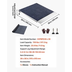 Uimoso Aluminum Threshold Ramp for Doorways, 36″ x 36″ Platform 700 lbs Load