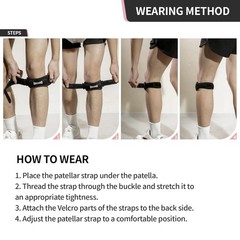 Patellar Tendon Support Strap 2 Pack,Knee for One Size, Black