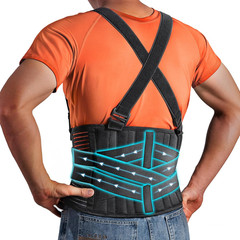 Work Back Support Belt with 2 Removable Suspender Straps, Back Posture Protector