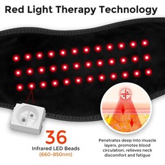 Rechargeable 36LED Red Light 660nm Therapy Heat Vibration Neck Massage 3000mAh