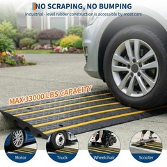 48″ Heavy Duty Rubber Driveway Curb Ramp – 33000 LBS Capacity, Low Profile, Refl