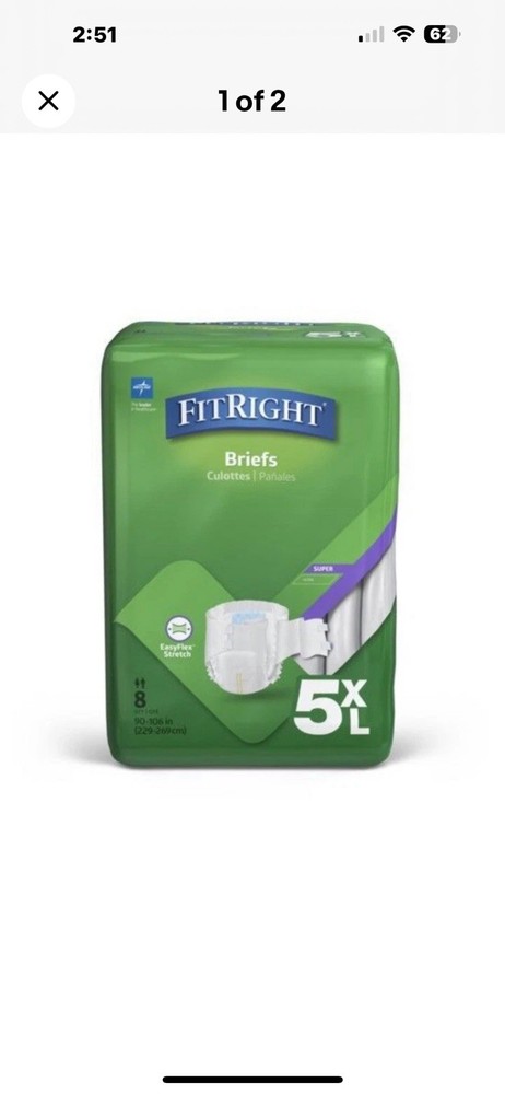 Medline FitRight Incontinence Unisex Adult Diapers Briefs 5XL 90-106in 229-269cm