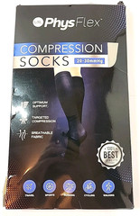 PhysFlex Compression Socks Tall Size Large Extra LG Black 20-30mmHg 1 Pair NEW