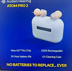 Audien ATOM PRO 2 Wireless Rechargeable OTC Hearing Aid, Comfort 4 Mode $289