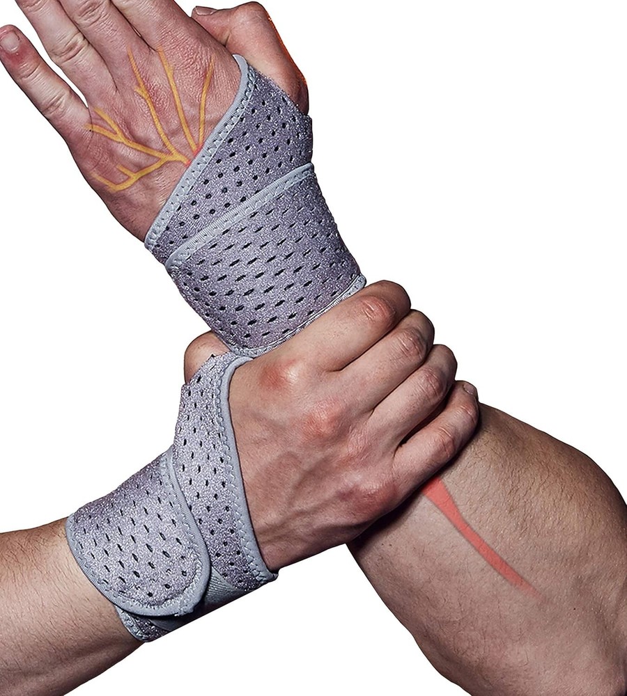 HiRui 2 Pack Wrist Brace Support Compression Strap Gray Adjustable