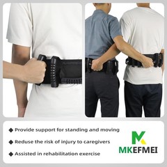 MKEFMEI Gait Belt Transfer with Handles, Medical Safety 7-Handles, Black