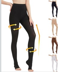 MGANG Compression Stockings Pantyhose, 20-30 mmHg Open Toe Black Sz. Small, Nob