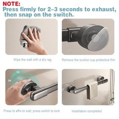 Suction Cup Shower Grab Bar – Easy-Grip Handles, Bathroom Safety Support, No-Dri