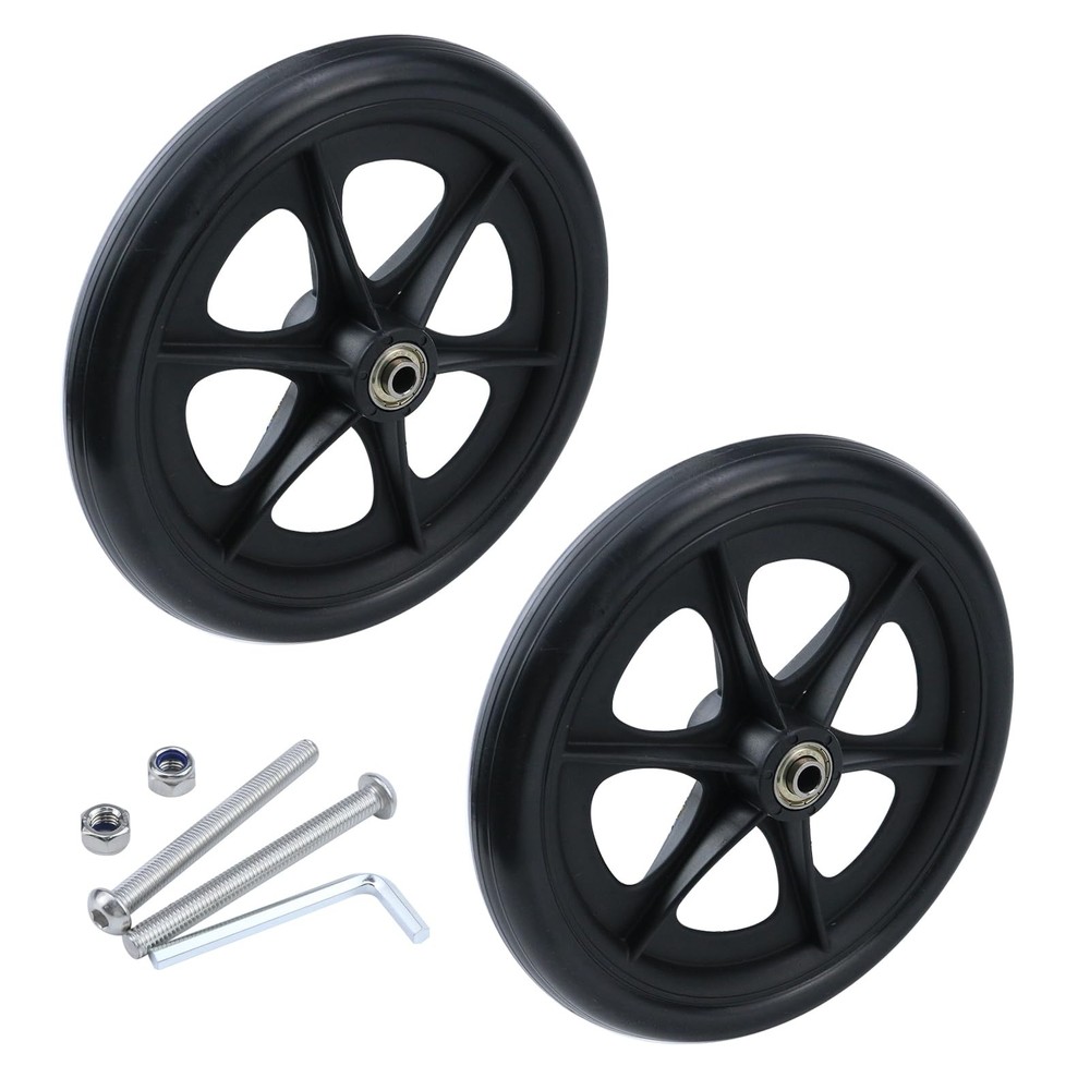 Crapyt 2 PCS Walker Wheels Replacement Drive 7.87 inches, Black