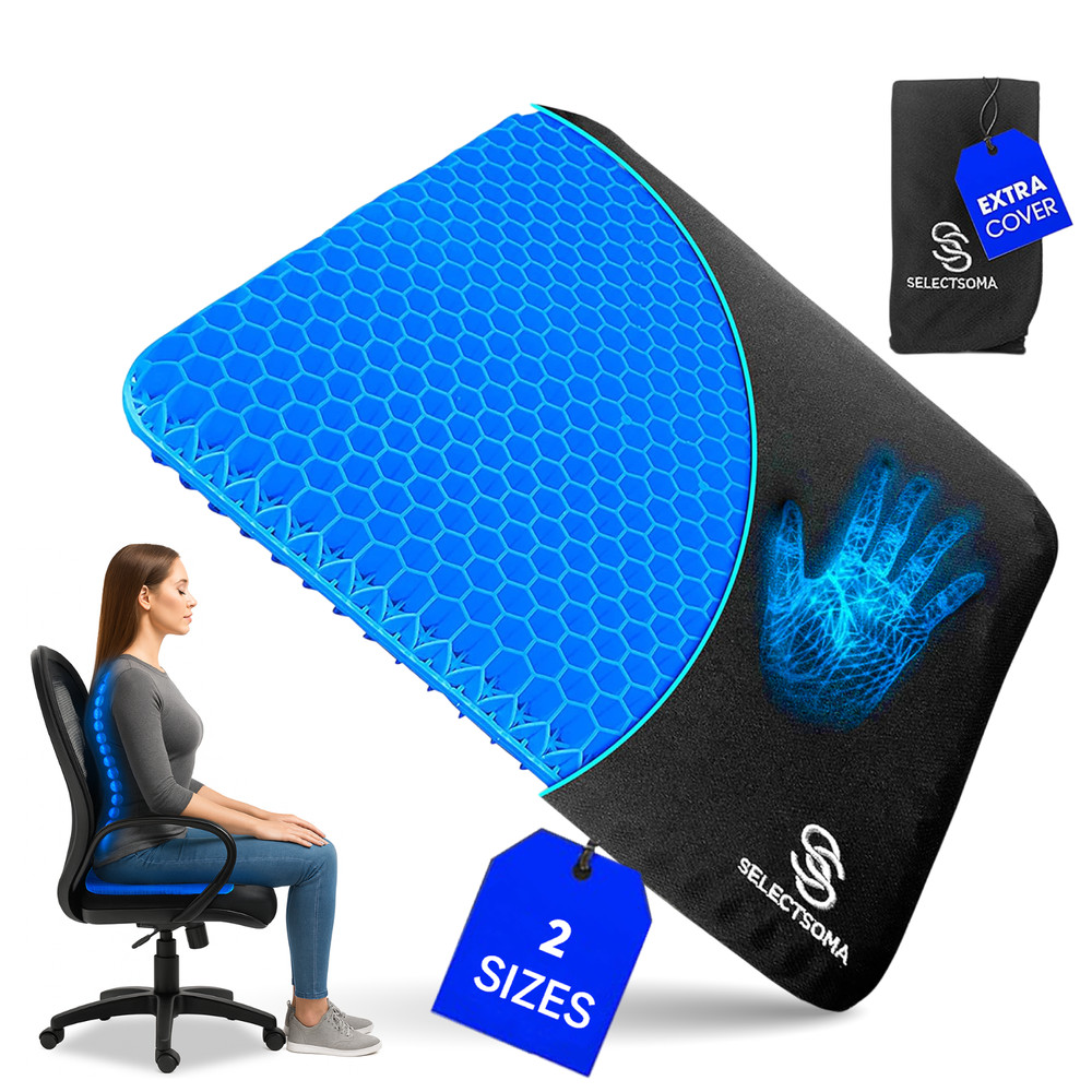 SelectSoma Double-Thick Gel Seat Cushion for Long Sitting Pressure Relief