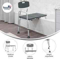 HERCULES Series 300 Lb. Capacity Adjustable Gray Bath & Shower Transfer Bench wi