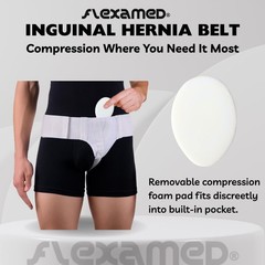Medium White Left Side Inguinal Groin Hernia Truss With Compression Pad