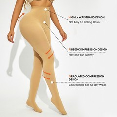 15-20 mmHg Compression Pantyhose for Women – High Waist Light Support Tights