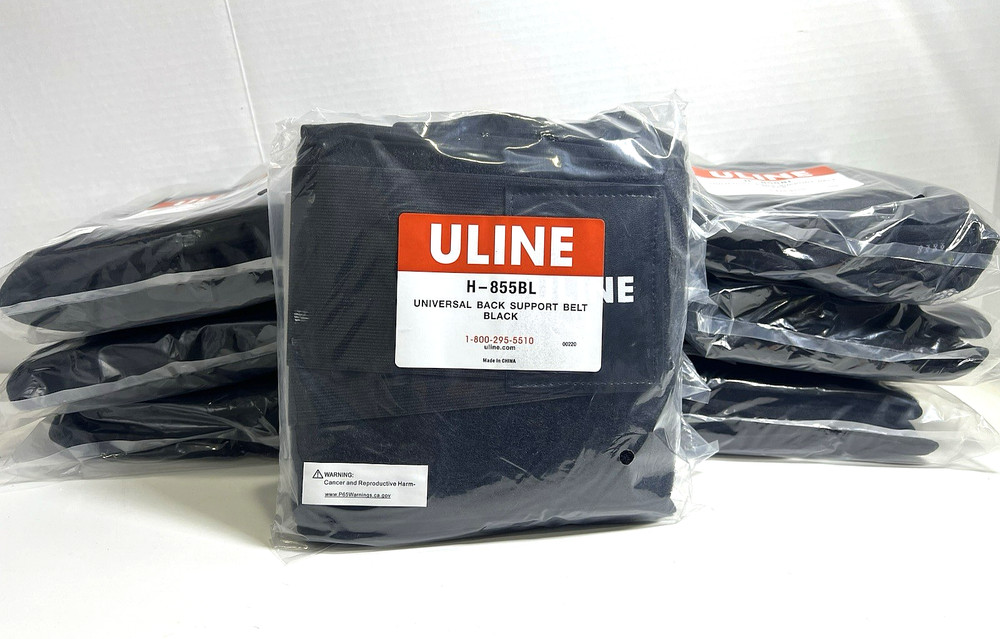 Lot of 10 Uline H-855BL Universal Black Back Support Belt New in Package Lumbar
