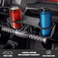 Grab Bar Dual Cup Holder,Motorcycle A3 Steel Powder Coated Drink Holder BLACK
