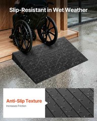 Vevor 4 Rise Rubber Threshold Ramp 3 Channels Cord Cover Wheelchair Ramp