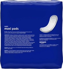 Amazon Basics Maxi Pads For Periods- Thick, Super Absorbency, Unscented, 48 Coun