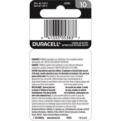 Duracell Zinc Air 1.5V 100Ah Size 10 Yellow Hearing Aid Battery 8 pk HAZA10-8