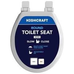 HIGHCRAFT Premium Round Toilet Seat with Slow-Close Design & Round, White