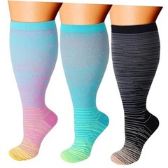 3 Pairs Plus Size Wide Calf Compression Socks for Women 3X-Large Multicolor 1