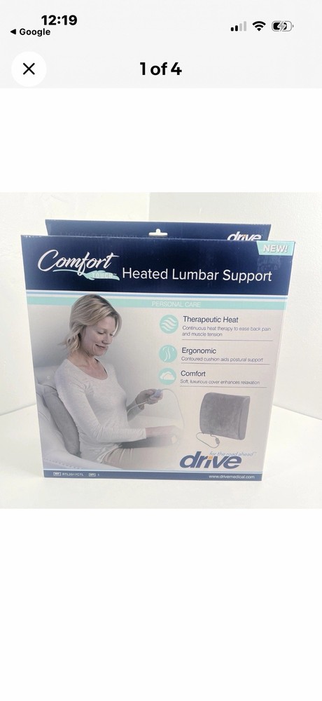 Drive Comfort Touch Ergonomic Heated Lumbar Back Support Pillow Gray RTL2017CTL
