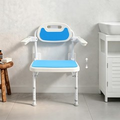 Foldable Shower Chair 5 Levels Adjustable Wall Mount Folding Bathing Seat 330lbs