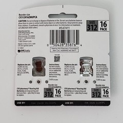 CVS Pharmacy MAX Hearing Aid Batteries Size 312 Brown Tab 16 Pack Exp 01/2028